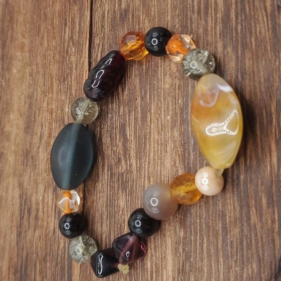 B2418 citrine precious stone beaded bracelet - Picture 1 of 3